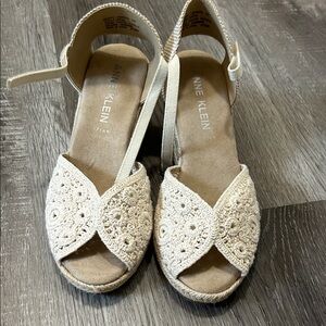 Anne Klein Beige Espadrille Wedges